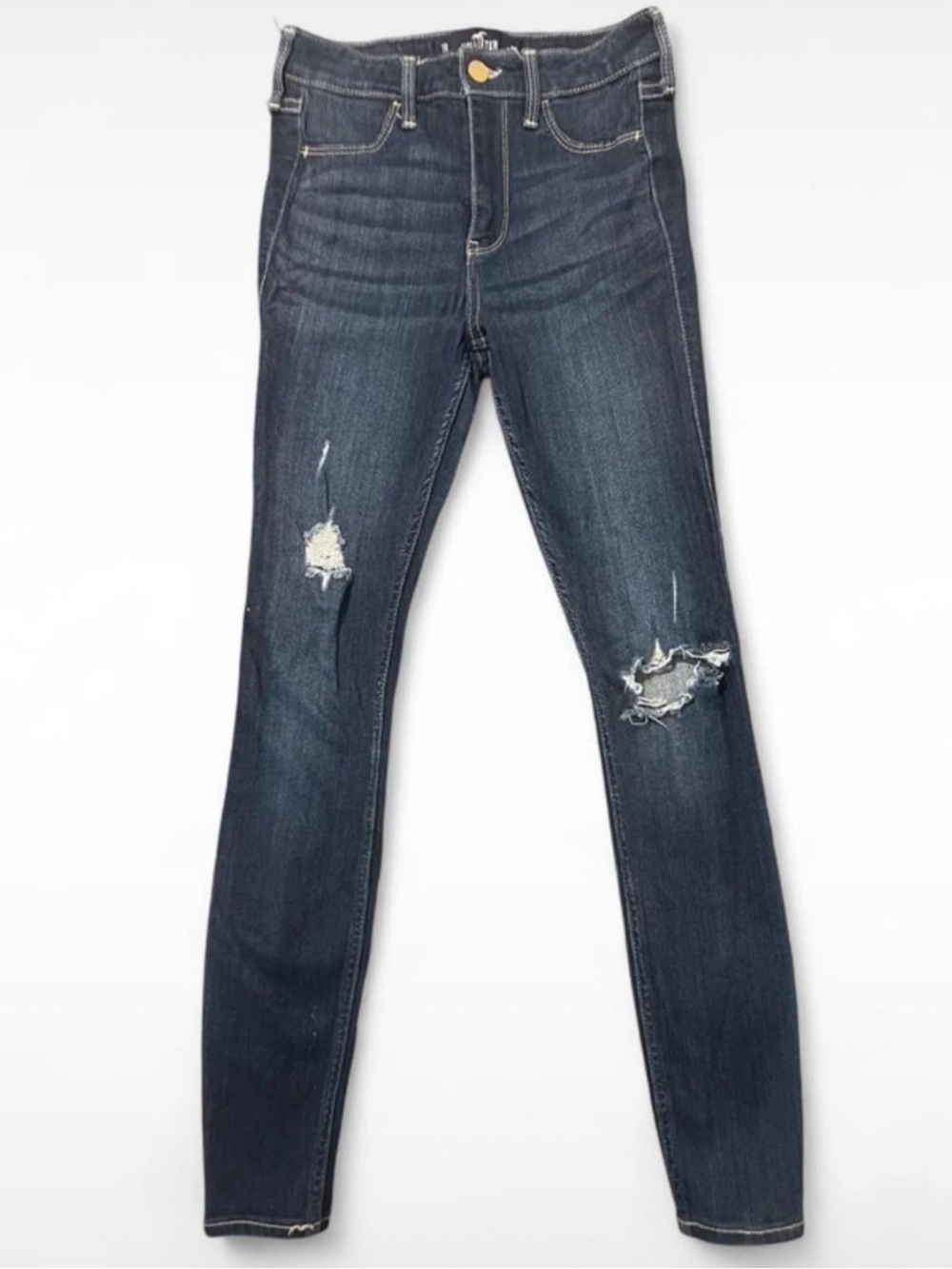 Hollister Dark Indigo Distressed Skinny Jeans